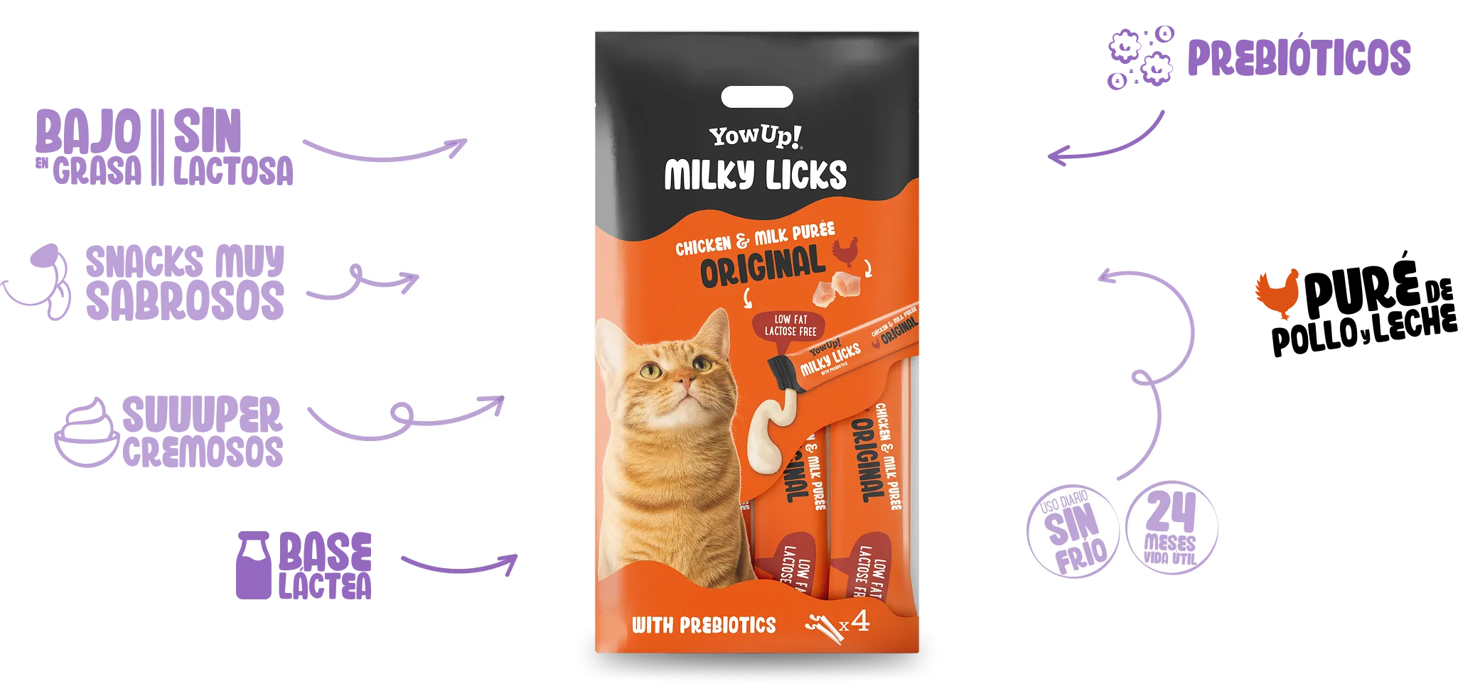 Chicken & milk puree with prebiotics